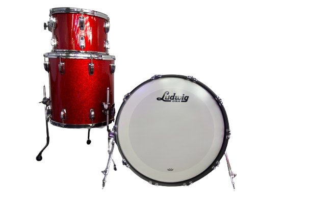 Ludwig Classic Maple 3 Piece Drum Kit FAB 22" Shell Set in Red Sparkle