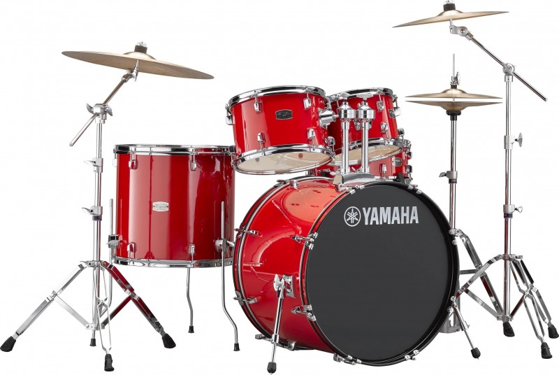 YAMAHA – RYDEEN 5 PIECE DRUM KIT IN EURO SIZES WITH HARDWARE & CYMBALS – HOT RED