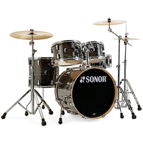 Sonor AQ1 Stage 5 Piece 22" Birch Drum Kit Set with Hardware - Wood Grain Black