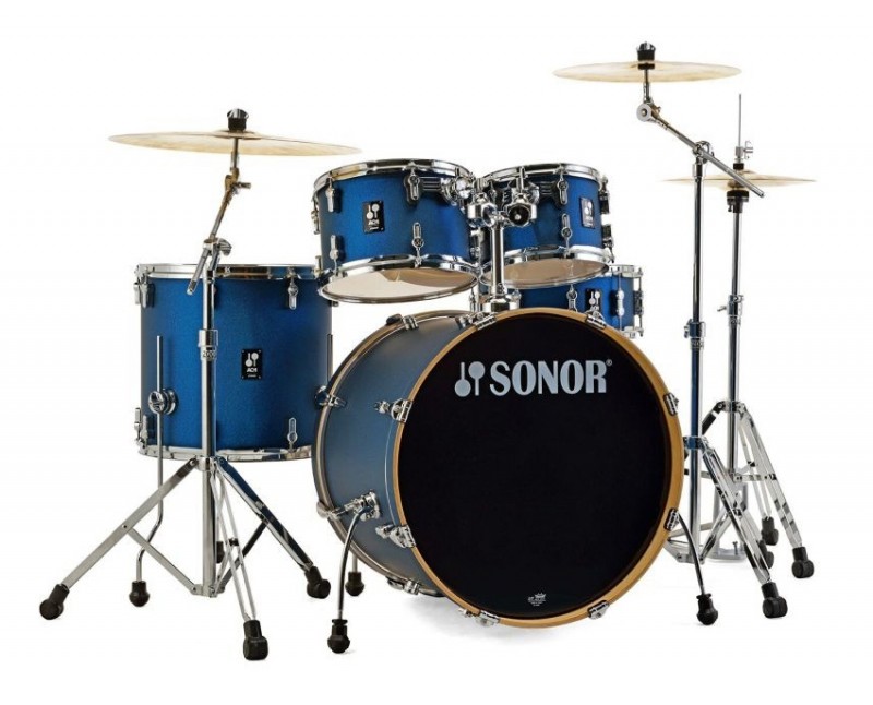 Sonor AQ1 Stage 5 Piece 22" Birch Drum Kit with Hardware - Dark Blue Sparkle