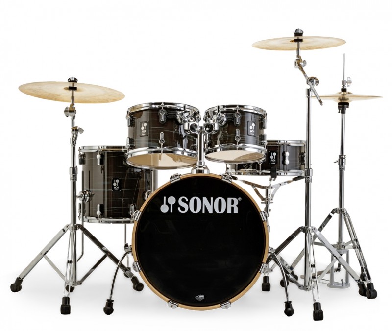 Sonor AQ1 Studio 5 Piece 20" Birch Drum Kit with Hardware - Wood Grain Black