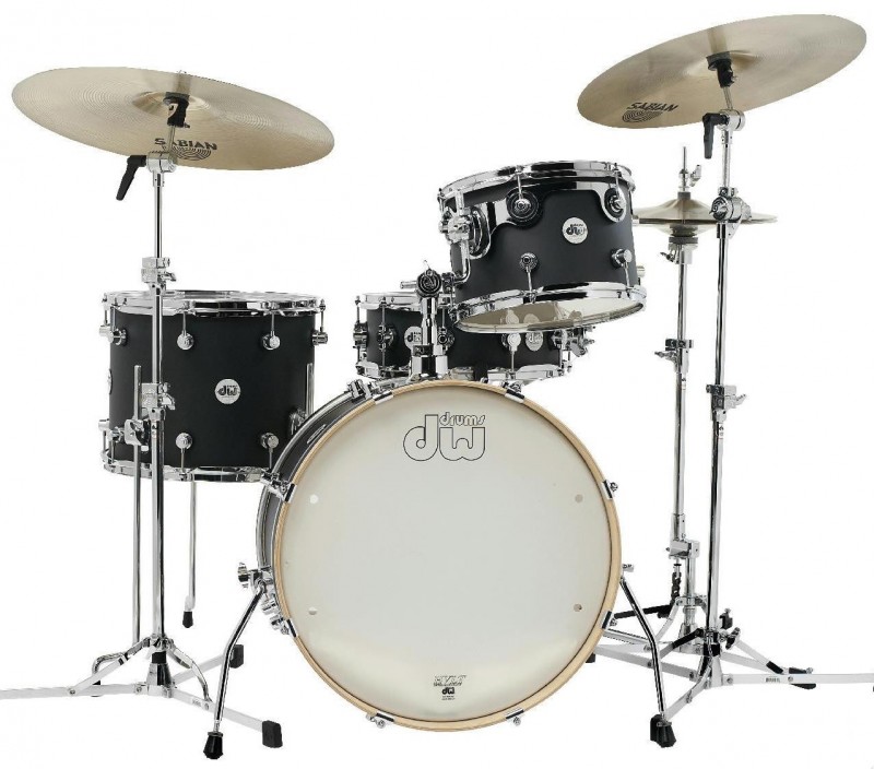 DW Design Series 4 Piece FREQUENT FLYER Drum Kit 20” Shell Set – Satin Black