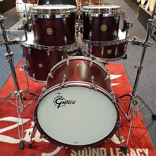 Gretsch USA Custom 5 Piece Drum Kit 22” Shell Set - Satin Cherry Red