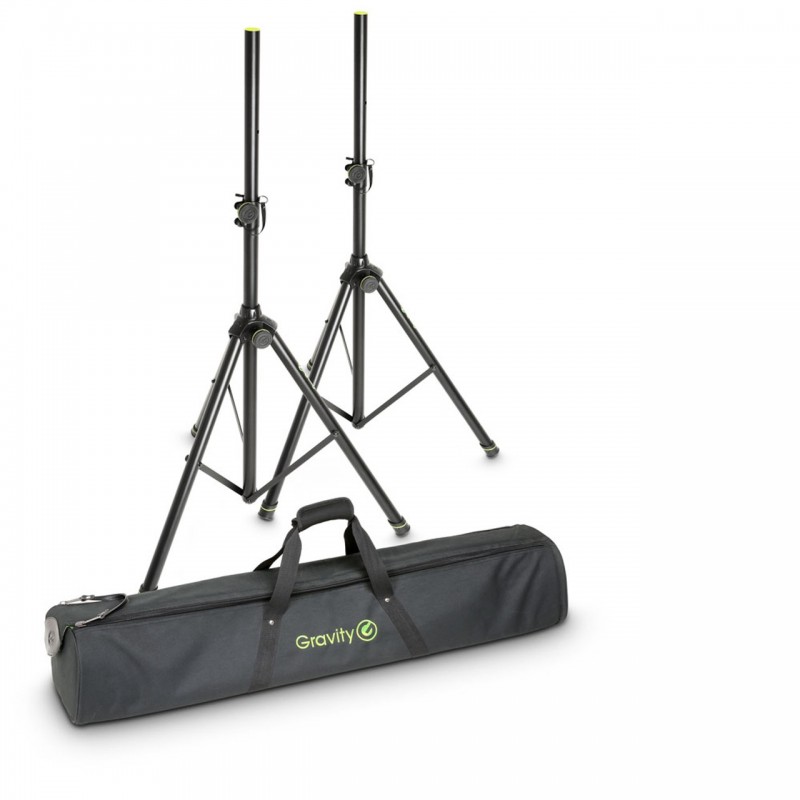 GRAVITY GSS5211BSET1 SET OF 2 ALUMINIUM SPEAKER STANDS W/ CARRYING BAG