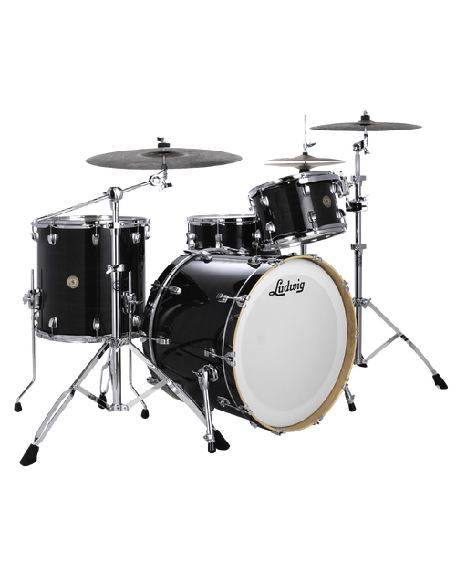 LUDWIG LCO50024BDIR CONTINENTAL 4 PIECE SHELL PACK - 22" CLASSIC - BLACK LACQUER