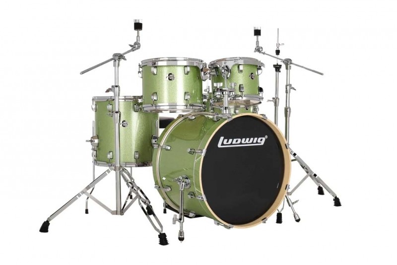 Ludwig Evolution 5pc Drum kit - 22/10/12/16/5x14S w/Hardware and Throne - Mint Sparkle