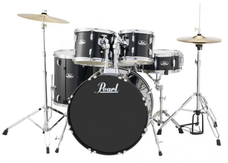 Pearl Roadshow 22" 5 Piece Fusion Plus Drum Kit with Hardware and Cymbals Black