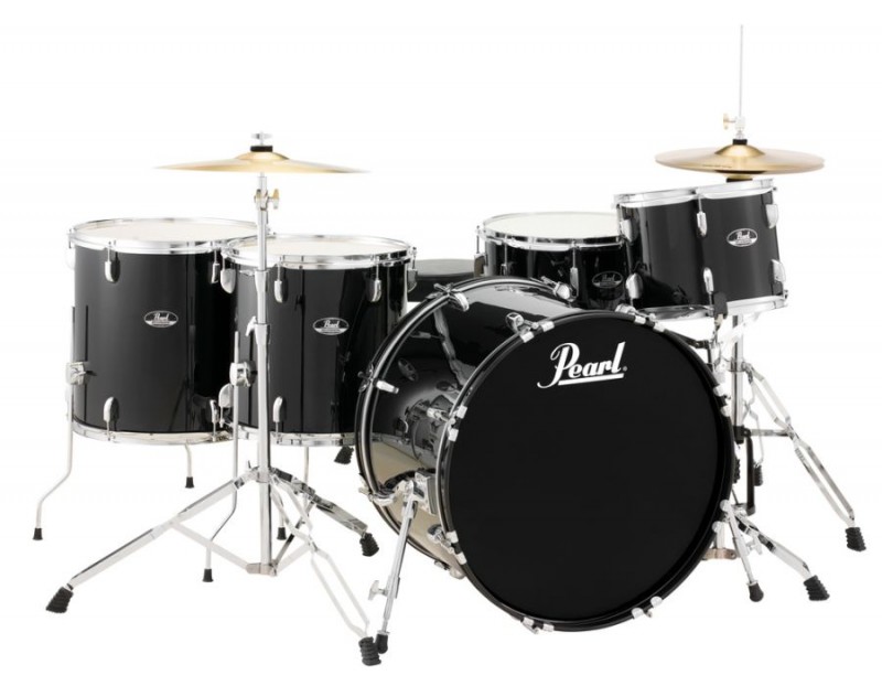 Pearl Roadshow 22" 5 Piece Rock Drum Kit with Hardware and Cymbals Jet Black