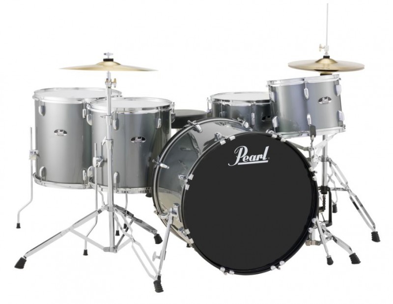 Pearl Roadshow 22" 5 Piece Rock Drum Kit with Hardware and Cymbals Charcoal Metallic