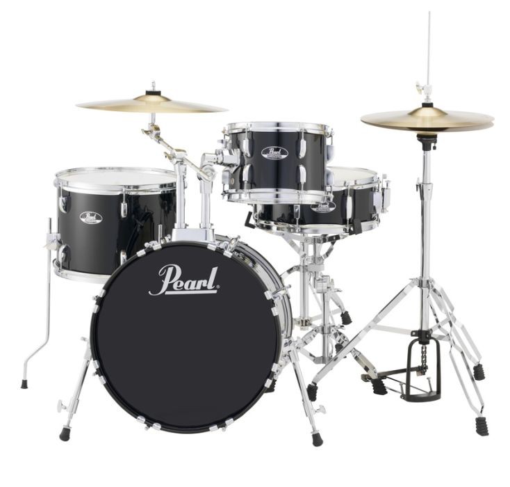 Pearl Roadshow 18" 4 Piece Drum Kit with Hardware and Cymbals Jet Black