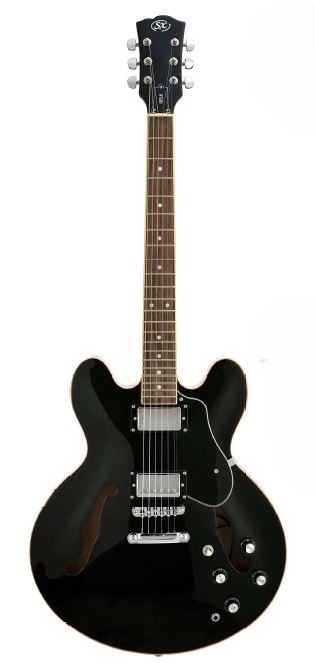 SX 335 Style Semi-Hollow Guitar - Black