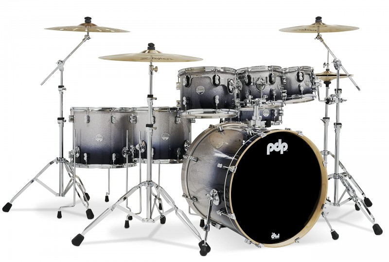 PDP CM7 Concept Maple Series 7-Piece Shell Pack Silver to Black Fade Lacquer