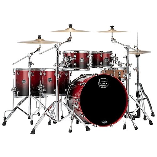 Mapex Saturn Studioease Fast 5 Piece Drum Kit Shell Set - Scarlet Fade (RQ)