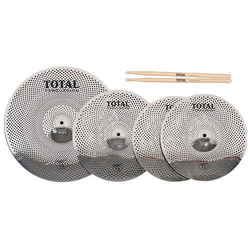 Total Percussion Low Volume Cymbal Set Pack 13" Hats / 14" Crash / 18" Ride - SRC45