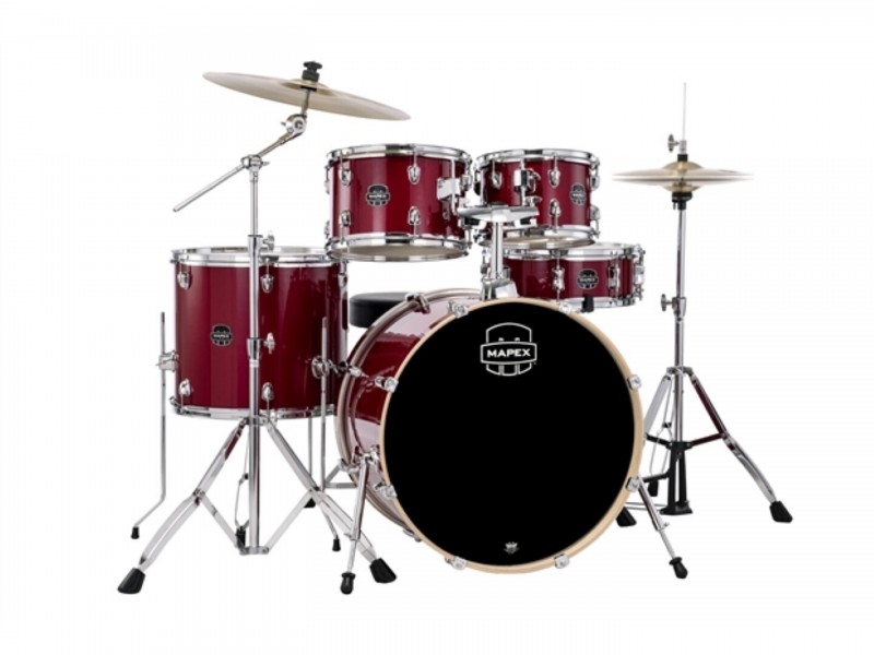 MAPEX VENUS 5-PIECE DRUM KIT CRIMSON RED SPARKLE W/ HARDWARE & CYMBALS