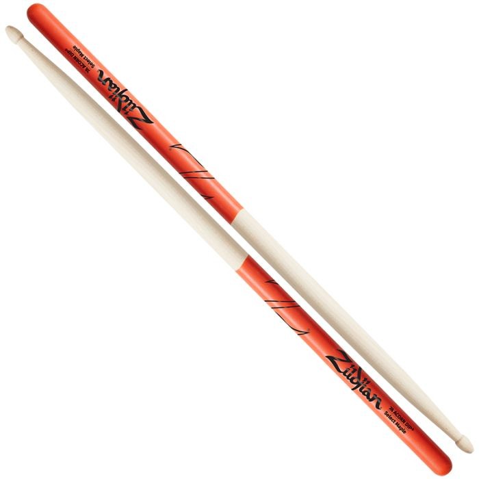 Zildjian Maple 7A Acorn Tip Orange DIP Drumsticks