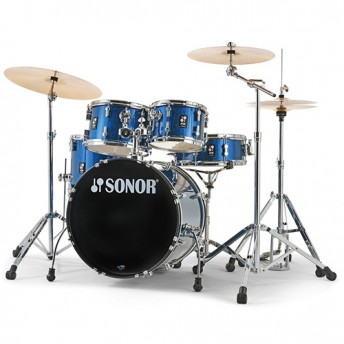 Sonor AQX Studio 5 Piece Drum Kit 20" with Hardware & Cymbals - Blue Ocean Sparkle
