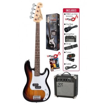 SX - ¾ size Bass & Amp Package - Tobacco Sunburst