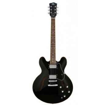 SX 335 Style Semi-Hollow Guitar - Black