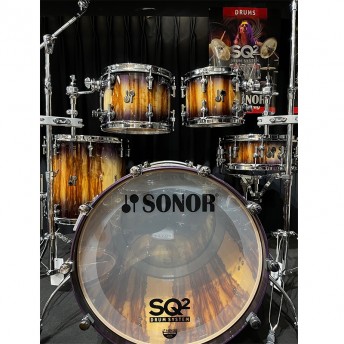 SONOR SQ2 5PCE SHELL DRUM KIT MAPLE & BEECH  – African Marble Inner and Outer Veneer With Purple Burst